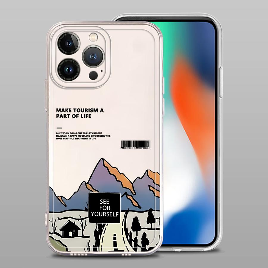 

Мягкий чехол для телефона с изображением заката в горах для iPhone 17 Pro Max XS Max Air XR 12 Mini 14 Plus 7 8 15 11 13 Pro 16 iPhone 8 Plus