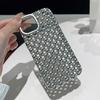 Matte Silver Hollow Out Beads Phone Case For iPhone 13 14 15 16 17 Pro Max 17 Air Summer Heat Dissipation Back Cover