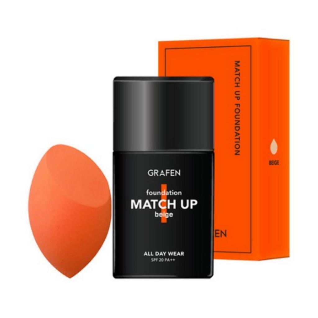 Grafen Match-Up Foundation 40 ml + Edge Cut Puff, Shade: No. 23 Beige, Quantity: 1 unit