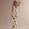 1011 New Fashion Swinging Neck Sleeveless Printed Fishtail Dress Sexy Backless Lace-Up Dress