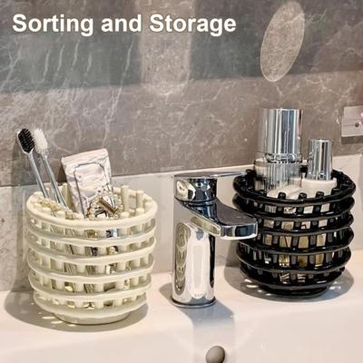 Badezimmer Zahnbürstenhalter Große Kapazität Mehrzweck Stiftebecher Hohl Haarbürste Kamm Make-up Kosmetik Toilettenartikel Organizer Aufbewahrungsbox