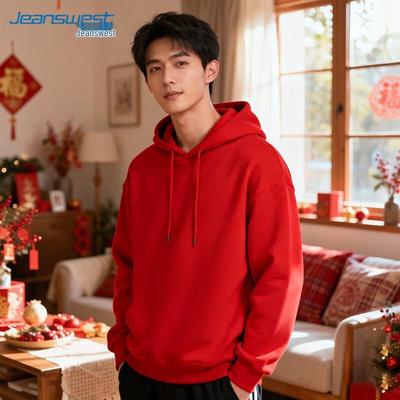 Bluza z kapturem Jeanswest Męska Czerwona na Chiński Nowy Rok