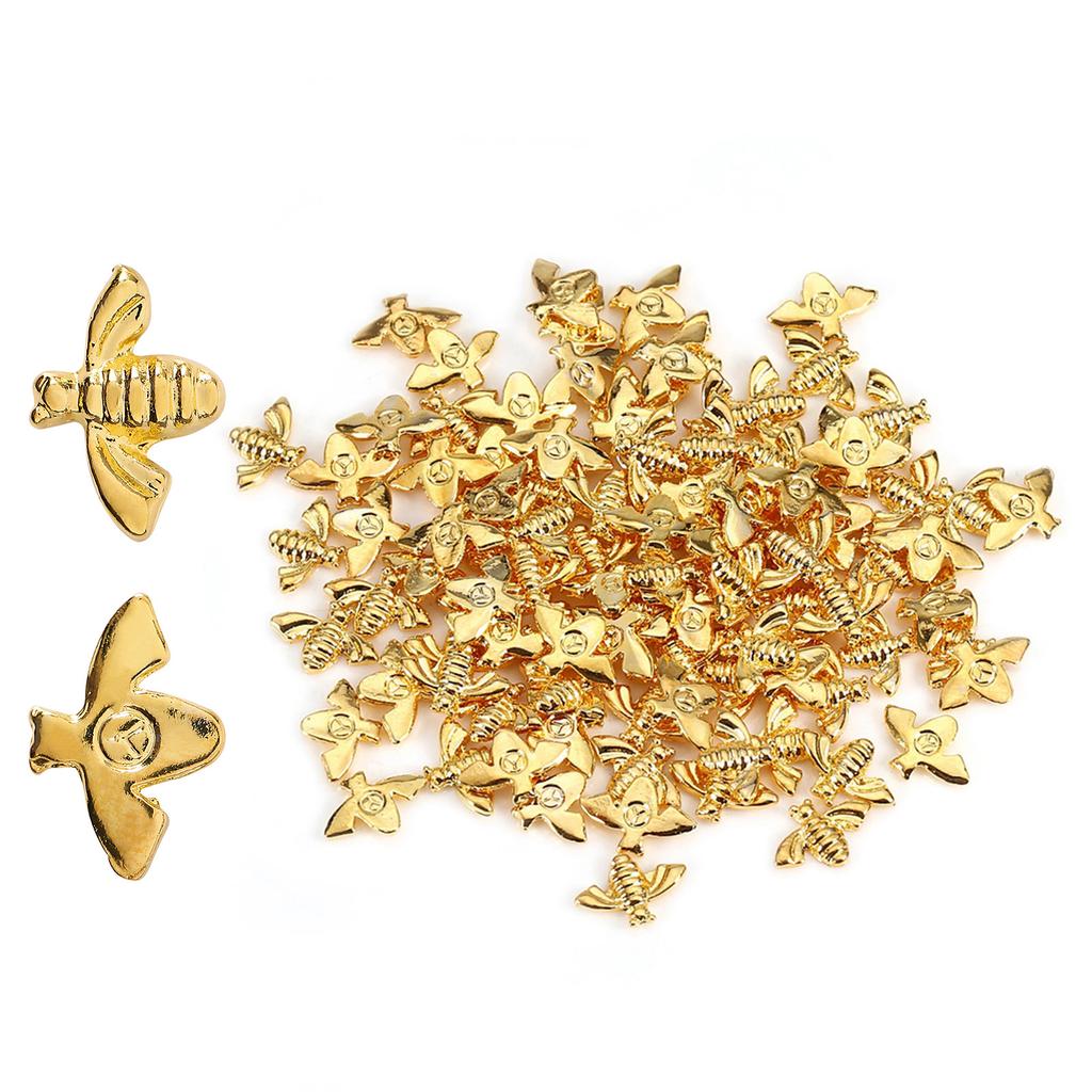 100pcs Bag Metal Bees 3D Nail Decoration Metal Stick Gold Silver Nail Decals Manicure Gold