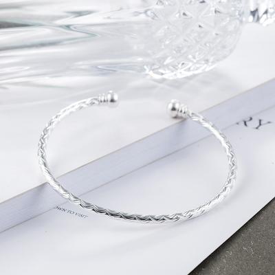 Buyee 925 Sterling Silver Female Simple Bangles Circle for Women Fashion Femily Party Fine Jewelry Bangles Gift