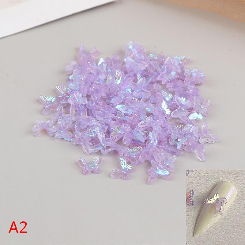 20 szt. Aurora Brokatowe Kolorowe Motyle Ozdoby do Paznokci DIY Żywica Naklejki Manicure
