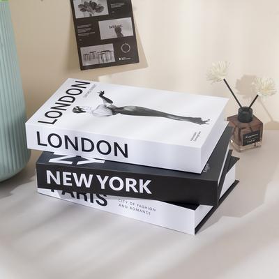 New York Paríž Londýn Séria Luxusná Falošná Kniha Dekorácia Úložný Box na Diaľkové Ovládanie Módne Doplnky na Dekoráciu Konferenčného Stolíka