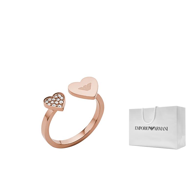 

Armani Heart Personality Fashion Open Ring With Diamonds Women rings EGS2827221 Basic Packaging,6.5