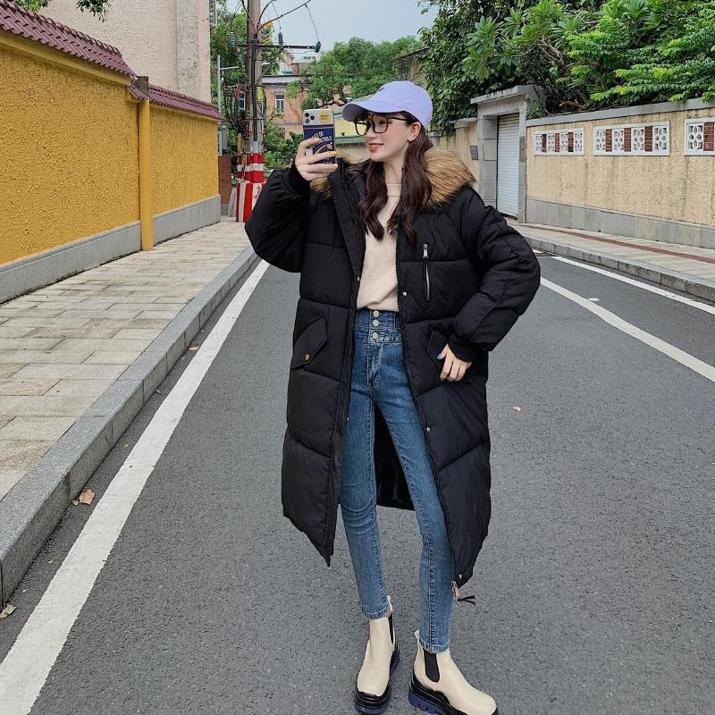 European and American Down Cotton Jacket Women's Winter 2025 Mid-length Large Size Padded Jacket Loose Thickened Cotton Jacket Cotton