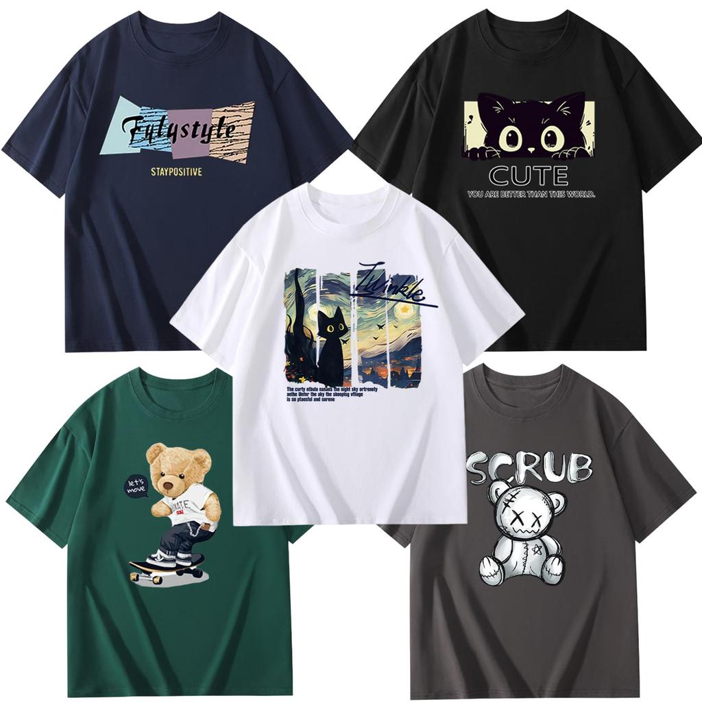 Short Sleeve Thick Loose Plus Antibacterial and Odor Summer Addictively Soft Mixed [NCFBAG] Men's T-Shirts, 5-Pack, 100% Cotton, Fabric, Stylish, Fit,