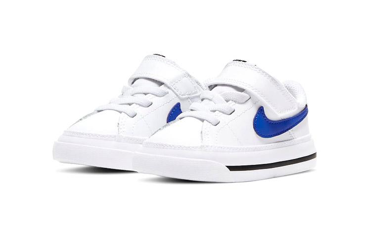 Nike Court Legacy Slip Resistant Abrasion Resistant Low Top Toddler Shoes White Blue Black Infant And Toddler DA5382-101