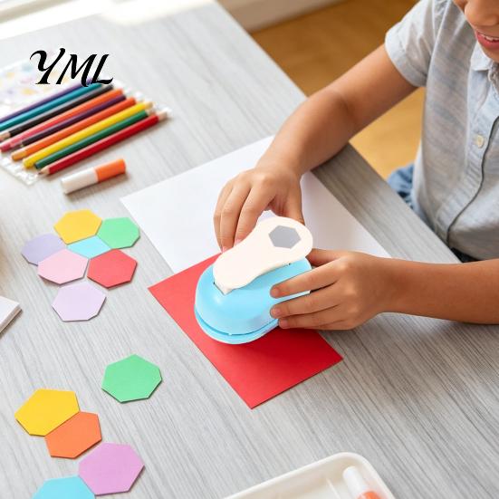 Easy Press Paper Hexagon Punch for Crafts, Professional Hole Puncher, Scrapbook Portable Craft Shape Puncher DIY Arts Cardboard, Greeting Cards