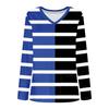 Women's Fashion V-Neck Long Sleeve Workwear With Pocket Striped Printed T-Shirt Top