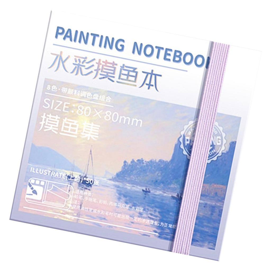 Portable Watercolor Sketchbook With 8/12 Well Paint Case Paint Mixing Tray 50Sheets Painting Notebook For Artist Student