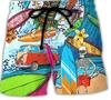Men's Hawaiian Style Surfing Print Beach Shorts Quick Dry Swim Trunks with Adjustable Drawstring Elastic Waistband Lightweight Design