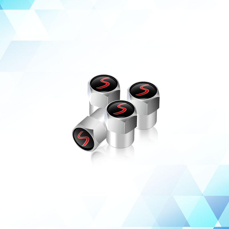 4 Stück S Logo Emblem Auto Reifenventil Schaftkappen Staubdicht Auto Rad Luftventil Abdeckungen Für Mini John Cooper Works R53 R56 R57 F55 F60
