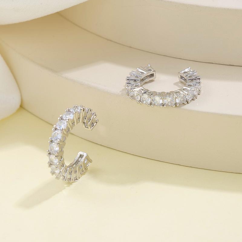 2Pcs Full Rhinestone Zircon Ear Cuff Ear Clip For Women No Pierced C Shape Earcuff Ear Wrap Earcuff Clips Jewelry Gifts