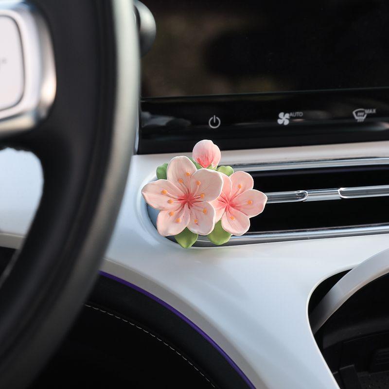 Air Outlet Flower Aromatherapy Car Decoration Gardenia Tulip Rose Peach Blossom Car Perfume Fragrant Stone Pendant
