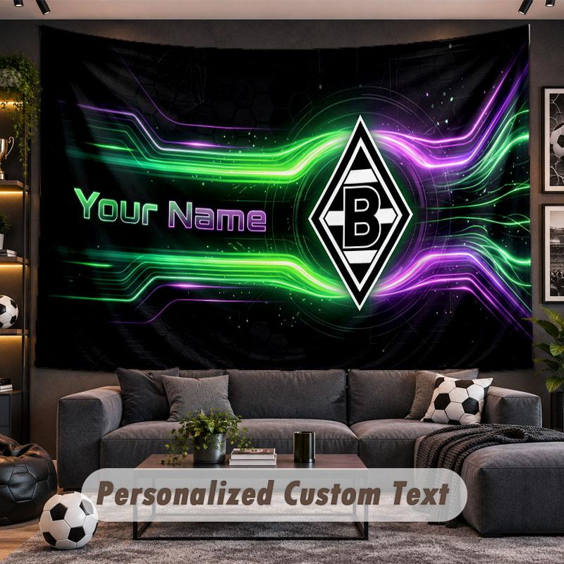 Wall Hanging Tapestry Custom NameBorussia Mönchengladbach Pattern Personalized Printed Fabric Wall Decor