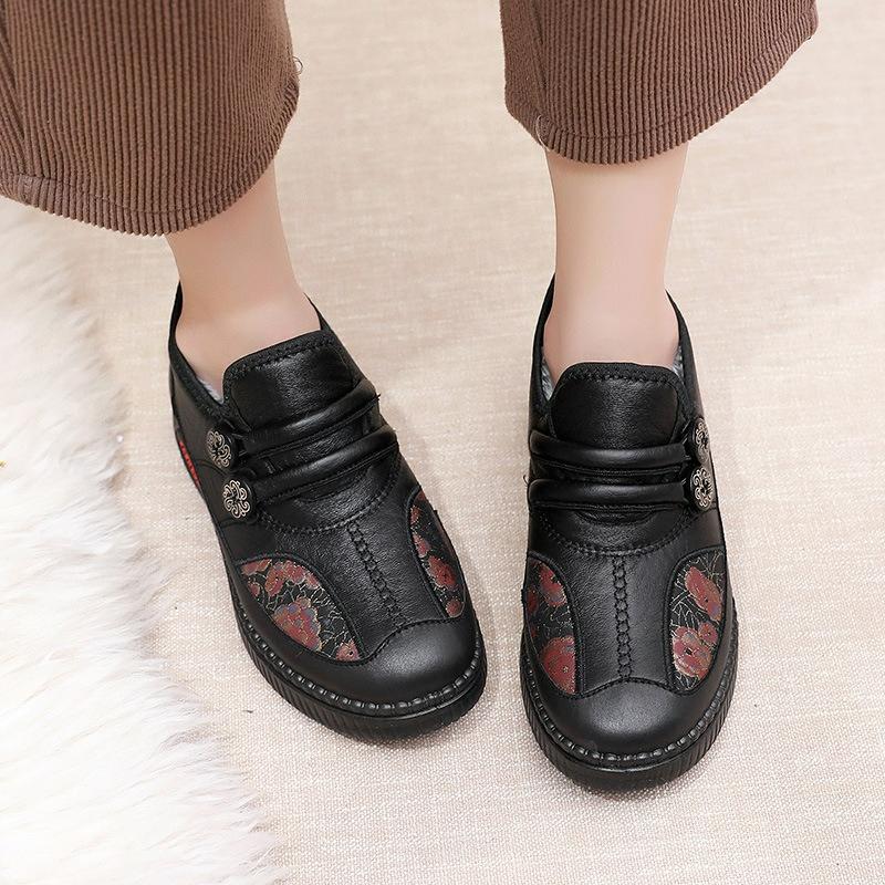 Winter Mother Cotton Shoes Non-slip Soft Sole Thickened Plus Velvet Warm Women's Snow Boots Women's Shoes Non-slip and Wear-resistant