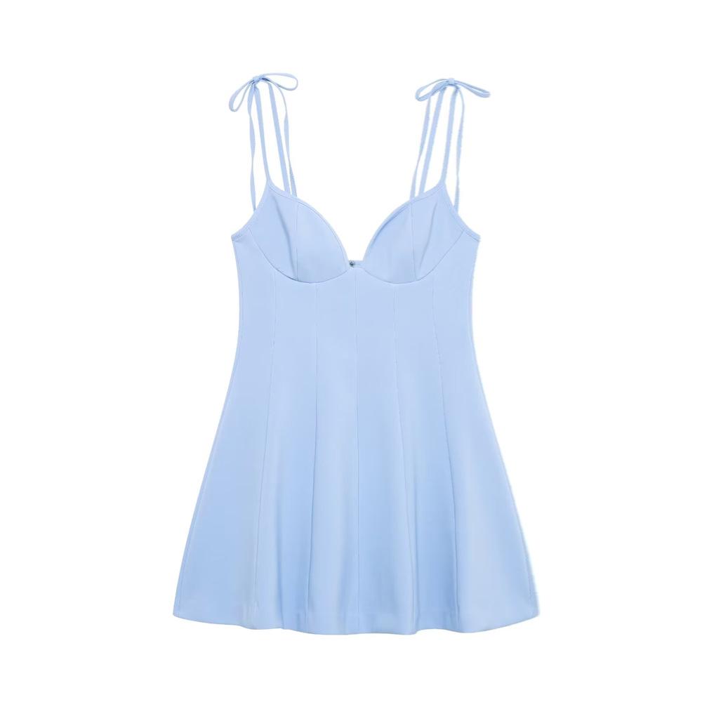 

2025 Spring/Summer Women s Slim V-Neck Solid Color Sleeveless Dress Large