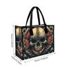 Gothic Skull Printed Tote Bag Casual Portable Daily Use Street Style Shoulder Handbag For Outings