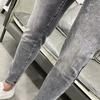 Trendy devět bodů šedé strečové letní tenké džíny pánské tide mužské Slim malé kalhoty