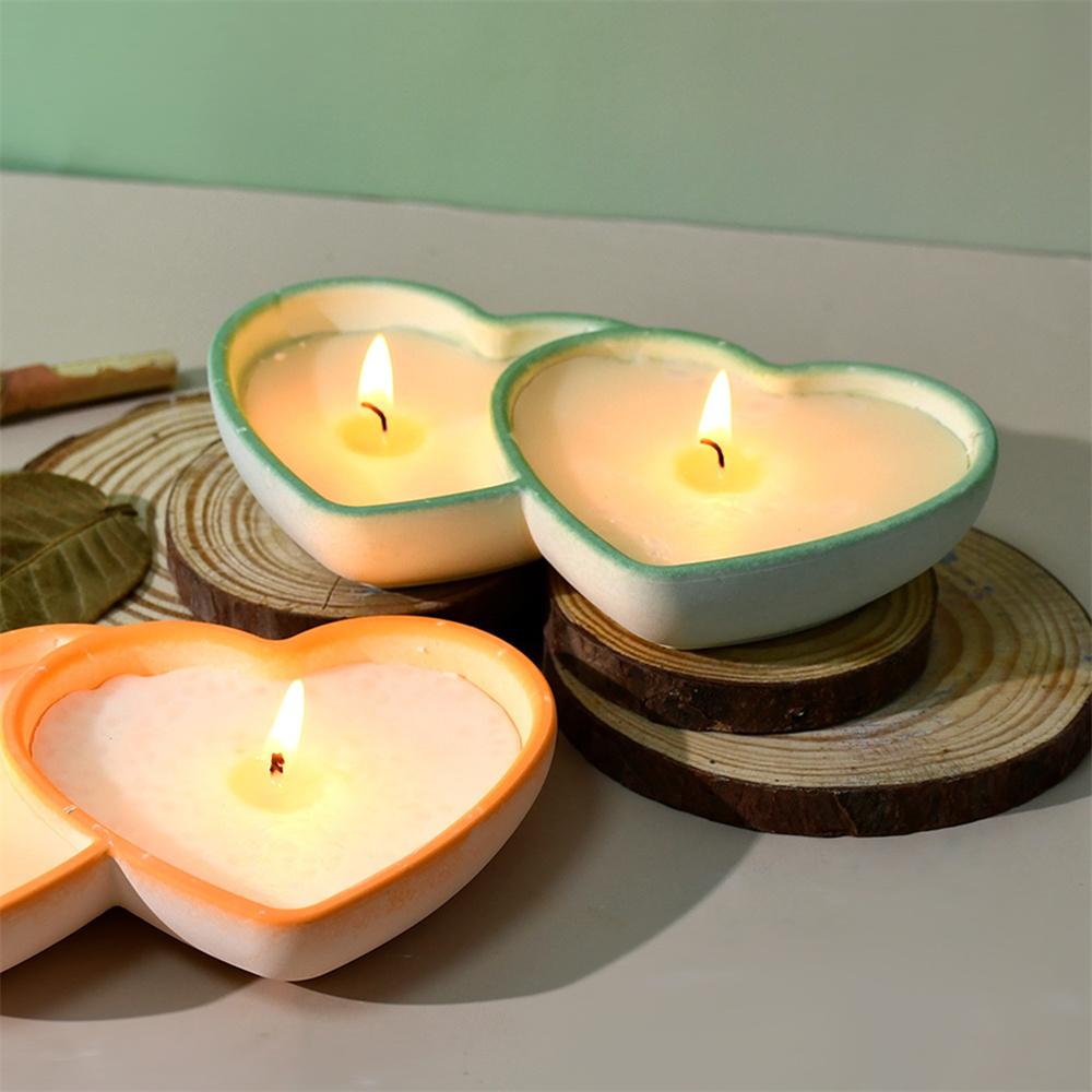 Valentinstag Doppelte Liebe Aromatherapie Kerze Silikonform DIY Herzplatte Kerzenbecher Gips Epoxidharz Formen Heimdeko