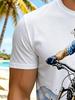Men's Mountain Bike Graphic Crew Neck Short Sleeve T-Shirt, Men's Casual Cycling Sports Printed Top