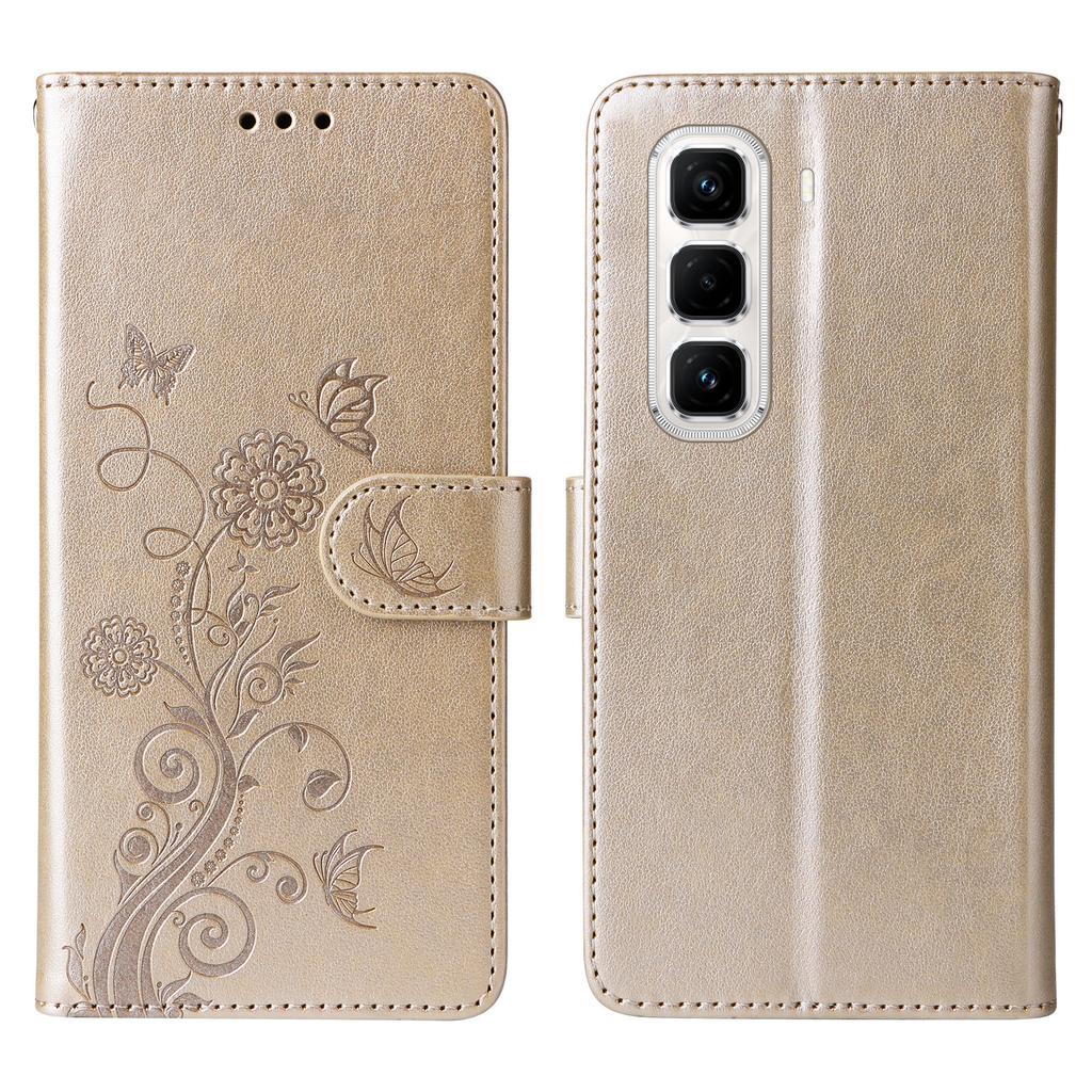 For Infinix Hot 50 Pro+ 4G Leather Case Butterfly Floral Imprint Wallet Stand Cover