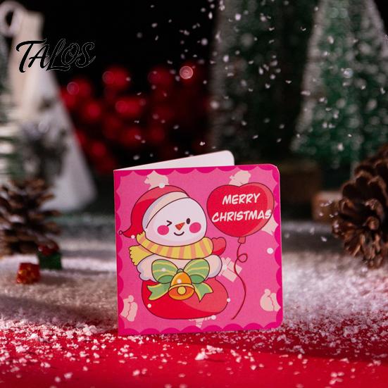 Xmas Message Cards 10Pcs Merry Christmas Greeting Set, Folding Cartoon Blank Note Cards, Festive Blessing for Holiday Gift