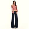 25. OOTD: Americké Retro Tmavě Modré Micro-Flare Volné Zeštíhlující Dlouhé Džíny