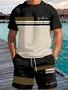 Summer Top Men's Letter 3D Print Short-Sleeve T-Shirt Stylish Mens Shorts Set Vacation Beach Casual T-Shirt 2-Piece