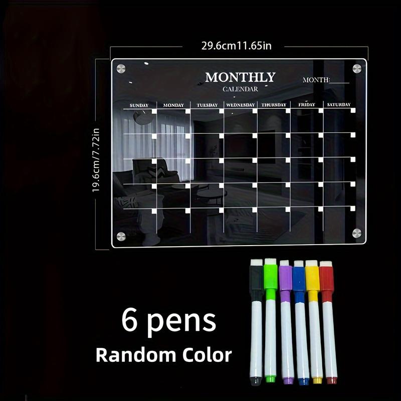 

Магнитный акриловый календарь для сухого стирания - Прозрачный планер для холодильника, Идеальный кухонный органайзер для дома и офиса, в комплекте маркер