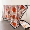Satin Square Scarf Women Muslim Hijab 2026 Flower Print Silk Neckerchief Shawl Wraps Headband Handle Hair Bag Ribbon Bandana