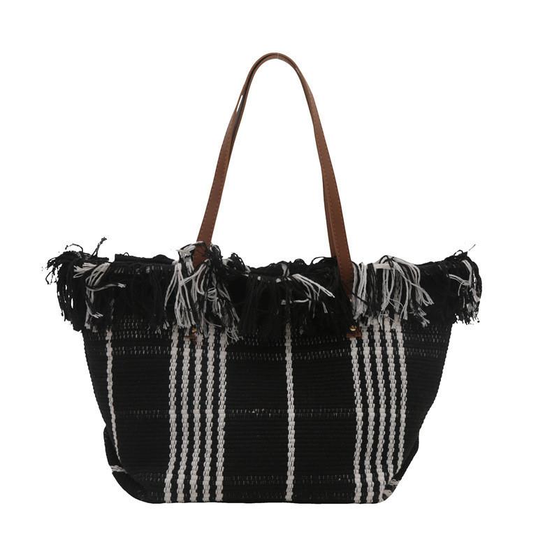 Stylish Large Capacity Canvas Tote Bag For Students Class Commuter Trendy Handbag