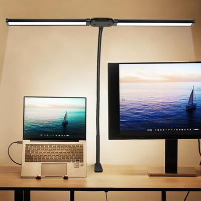 New Double LED Desk Lamp Dimmable Computer Monitor Light USB Table Lamps Reading Lights Eye Protection Bedroom