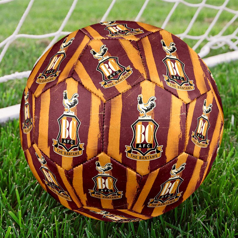 Bradford City AFC Print Size 5 Soccer Ball, Standard Match Football for Sports Game and Team Practice, Ideal Gift for Soccer Fans