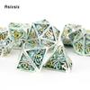 7 Pcs Silver Green Squid Metal Dice Hollow Metal Polyhedral Dice Set Suitable for Role-Playing RPG  Board Game Card Game