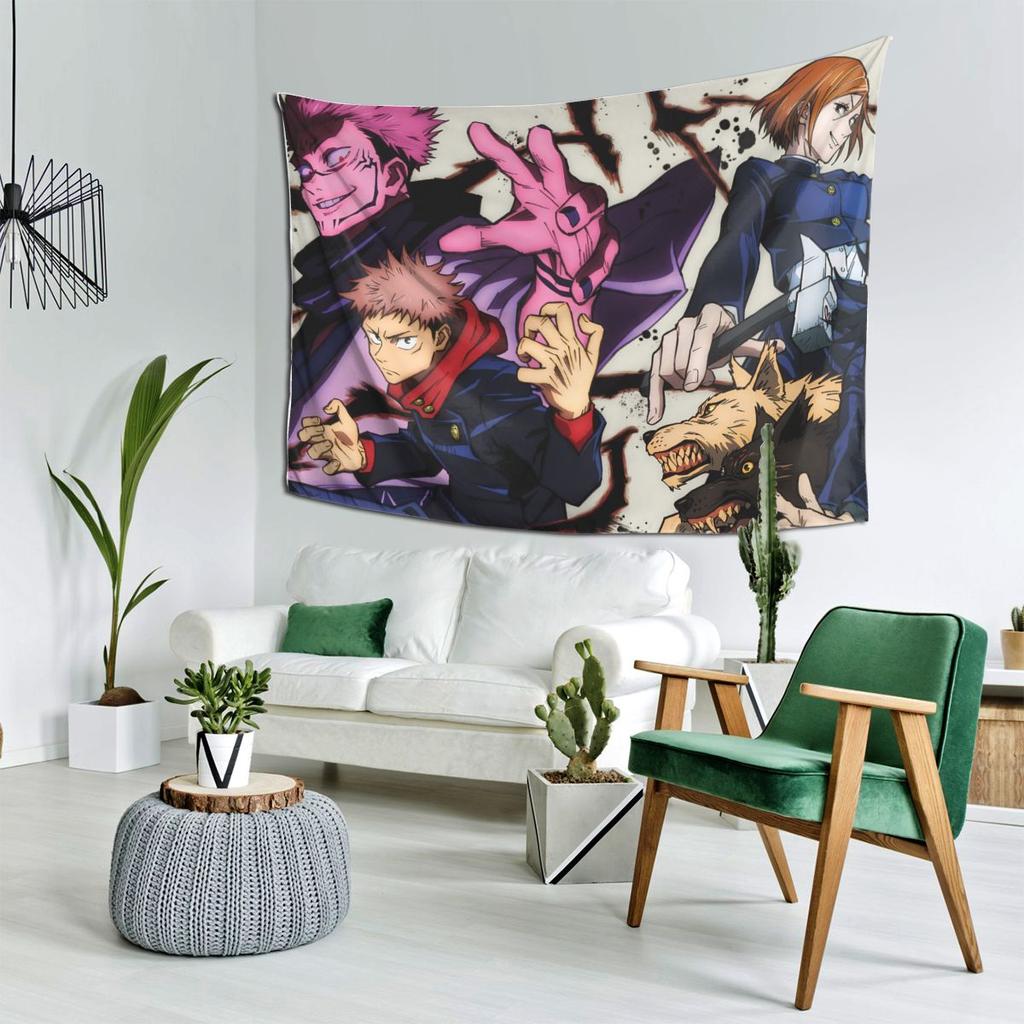 Megumi Besto Friendo Jujutsu Kaisen Sukuna Anime Tapestry Art Aesthetic Tapestries for Bedroom Home Wall Cloth Wall Hanging