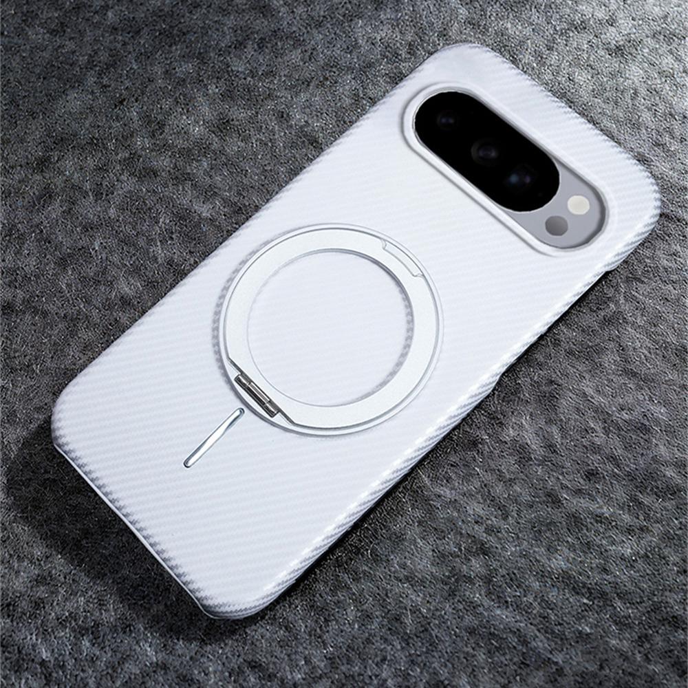 Luxury Rotating Magnetic Stand Carbon Fiber Phone Case for Google Pixel 9 10 Pro XL 9A Magnet Ring Folding Bracket Hard Cover