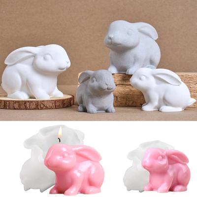 3D Cute Rabbit Silicone Candle Mold DIY Easter Bunny Ornament Gypsum Molds Soap Concrete Resin Crafts Making Home Decor Supplies