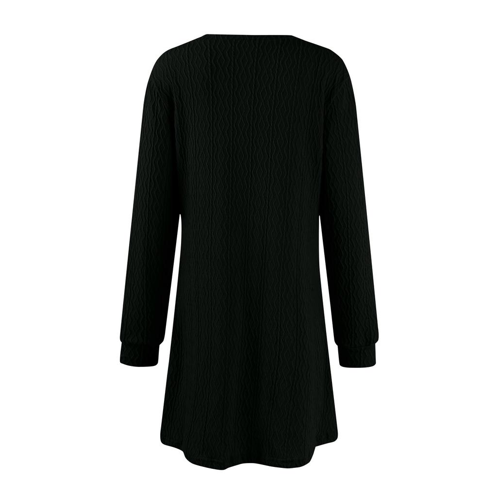 Women's Workwear Fashionable  Dress V-neck Knitted A-line Long Sleeved Dress