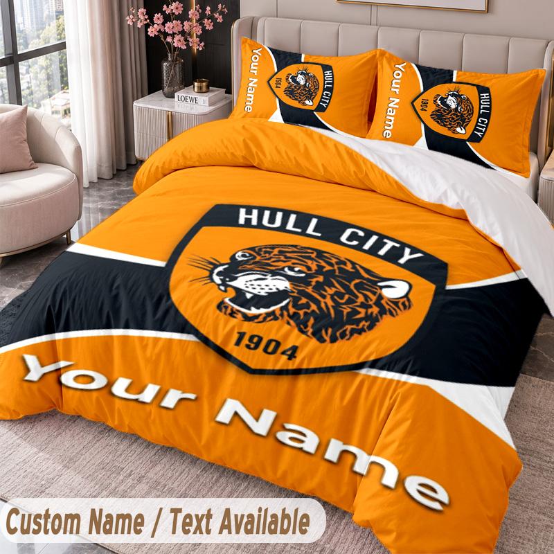 Hull City Printed Bedding Set Custom Name Text 1 Duvet Cover 2 Pillowcases For Bedroom