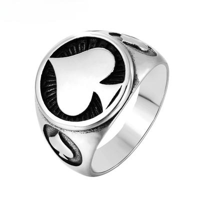 2026 European and American Personalized Retro Spade Men's Ring, Magic Playing Card Ring