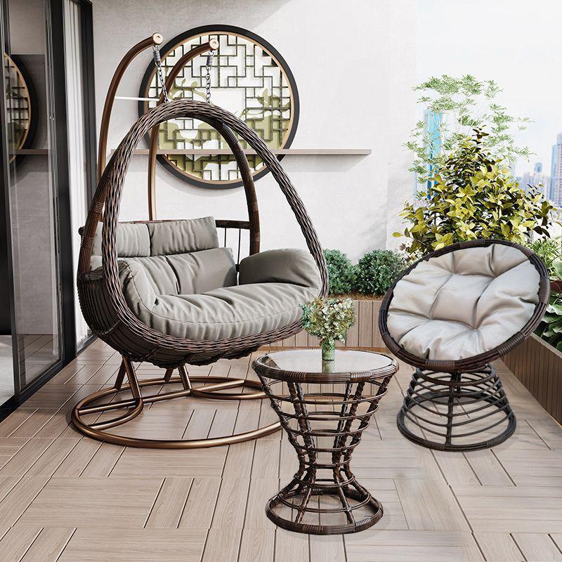 Indoor/Outdoor Rattan Hanging Basket Chair: Rocking Double Swing & Lazy Hammock