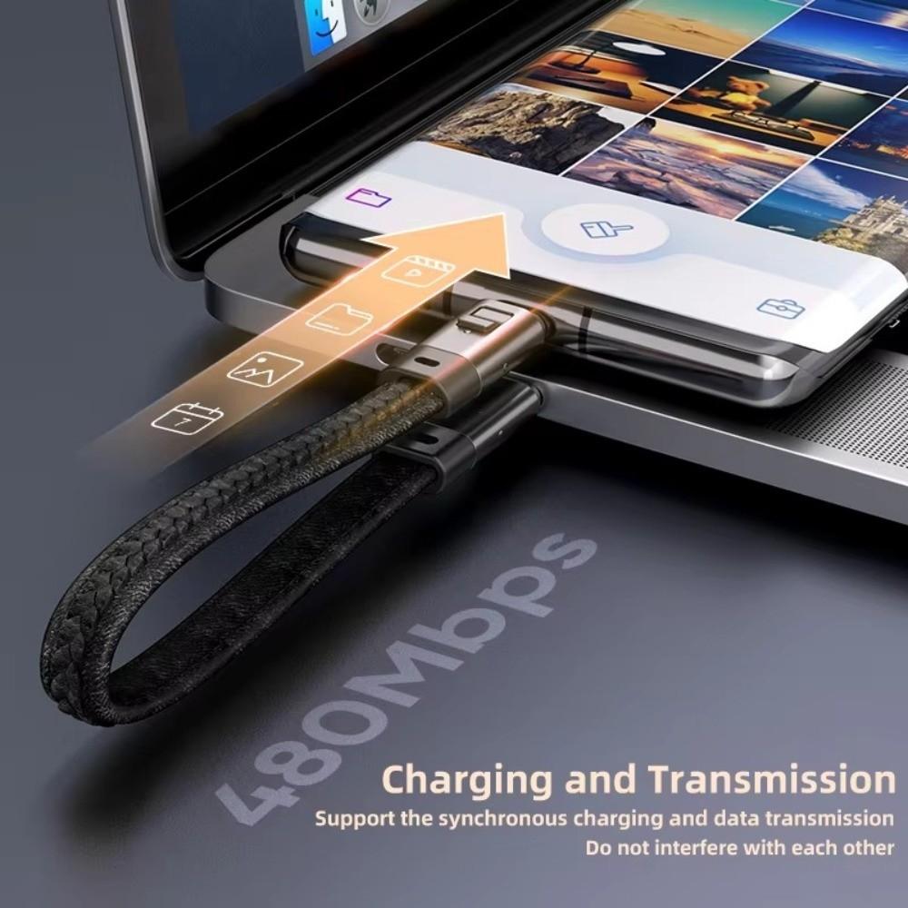Short Cord USB C Cable 240W Keychain Cable Phone Charm Fast Charging Cable For Phone