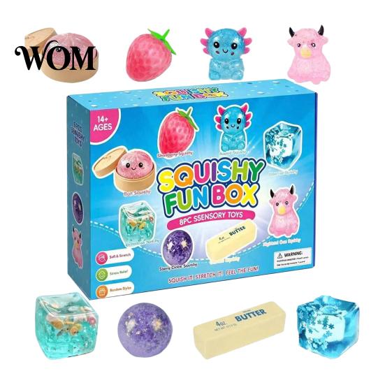 Decompression Sensory Toy 4/8/25Pcs Stress Relief Squeeze Toy, Anxiety Reduction Soft Fidget Stretchy Party Favors for Kids Adults