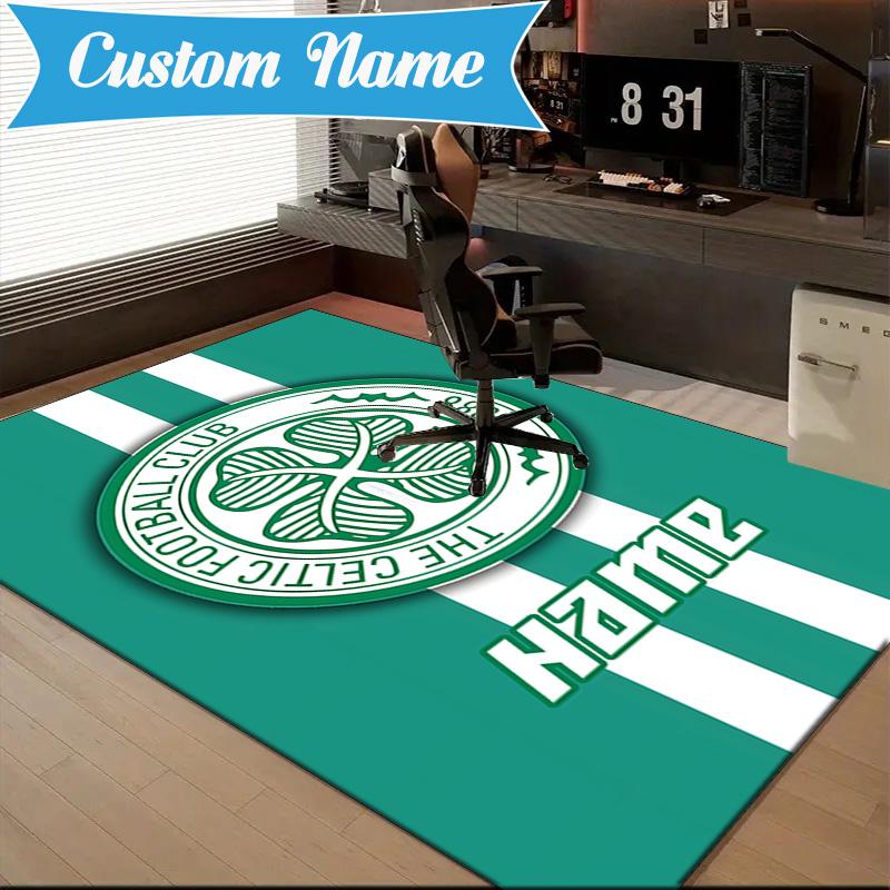Benutzerdefinierter Name Keltisches Fußballwappen Teppich Spielteppich, Fußmatte für Schlafzimmer Wohnzimmer Eingangsbereich Teppich, Wohndekoration Idee Geschenk für Weihnachten Geburtstag