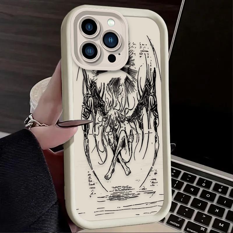 Luxury Punk Black Angel Phone Case For Xiaomi Redmi 9A 9C 10 10C 12 12C K30 K40 K50 Note 10 11 12 13 Pro 5G Cover