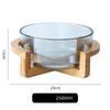 Salad Bowl Cake with Wooden Stand Practical Round Glass Fruit Plate Dessert for Vegetables